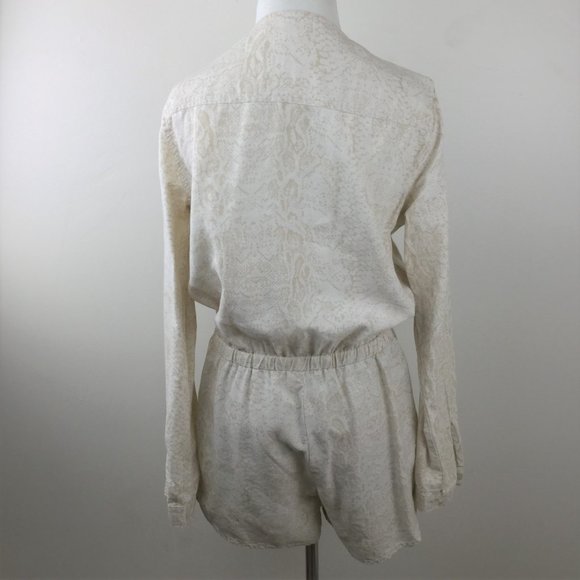 Anthropologie Cloth & Stone Reptile Print Linen Blend Romper s - Picture 7 of 11